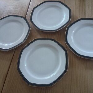 4 Christopher Stuart Black Dress Salad Plates 10 1/8"
